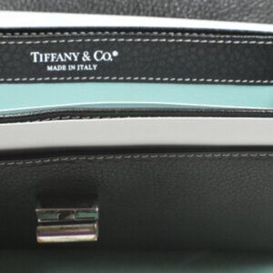 Tiffany & Co Wallet Continental Black & Blue Leather Manhattan Collection VGC